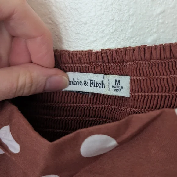 Polka Dot Puff-Sleeve Midi Dress - Brown/White - Picture 2 of 2